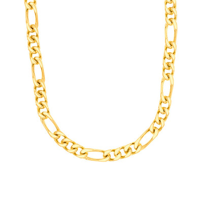 Chaîne Maille Cheval Alternée Triple Ultra-Plate, Or Jaune 375, 40 cm - Manillon