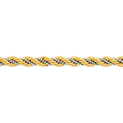 Chaîne Corde Torsadée Creuse, 2 Ors 750, 55 cm - Manillon