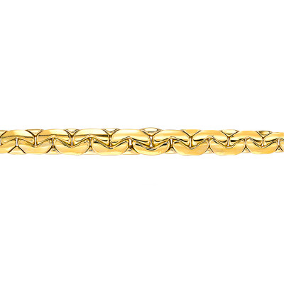 Chaîne Haricot Plate, Or jaune 750, 60 cm - Manillon