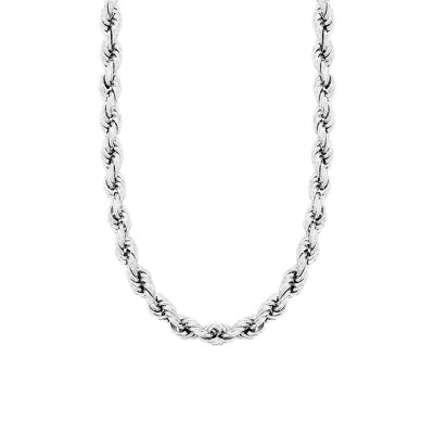 Chaîne maille corde torsadée massive, Or blanc 750, 50 cm - Manillon