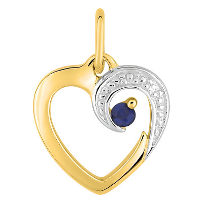 Pendentif coeur arabesque saphir, Or jaune - Emanessence