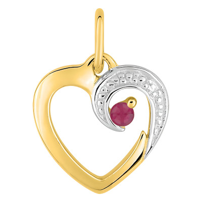 Pendentif coeur arabesque rubis, Or jaune - Emanessence