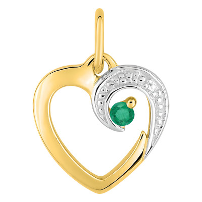 Pendentif coeur arabesque émeraude, Or jaune - Emanessence
