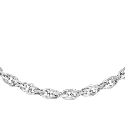 Chaîne Prince de Galles Diamantée, Or Blanc 375, 3.10mm, 41 cm - Manillon