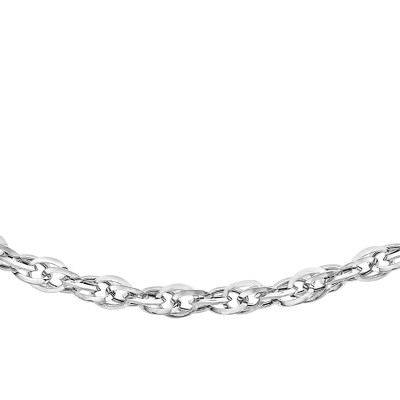 Chaîne Prince de Galles Diamantée, Or Blanc 375, 41 cm - Manillon