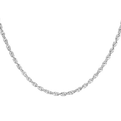 Chaîne Prince de Galles Diamantée, Or Blanc 375, 3.10mm, 41 cm - Manillon