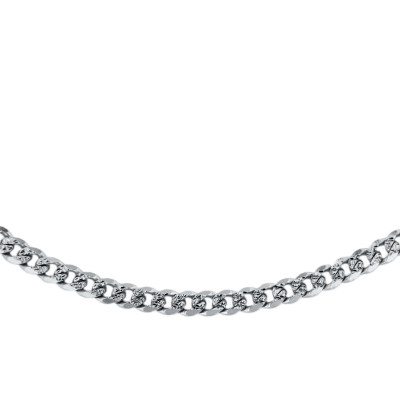 Chaîne Gourmette, Or Blanc 375, 46 cm - Manillon
