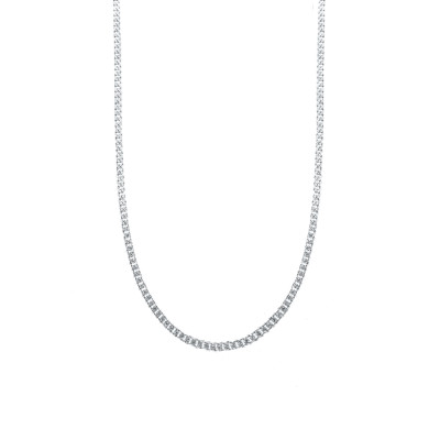 Chaîne Gourmette, Or Blanc 375, 46 cm - Manillon