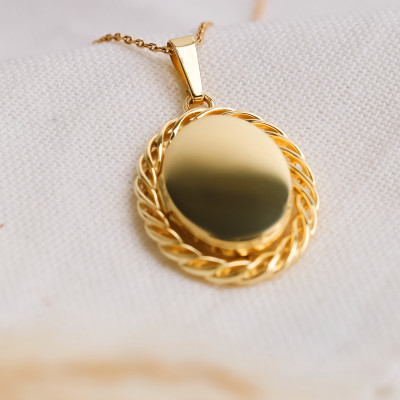 Pendentif Porte Photo Ovale, Or Jaune 375, 18x23mm - Vandona