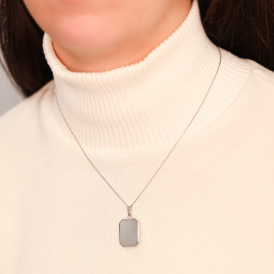 Médaillon Photo Octogone, Argent 925, 17x21mm - Vandona