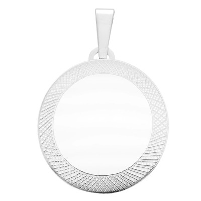 Pendentif Porte Photo Rond Texturé, Argent 925, 22 mm - Vandona