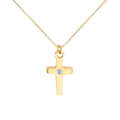 Collier Croix, Or jaune 750 & Diamant - Vandona