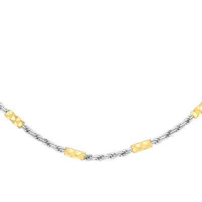 Chaîne Maille Corde & Barre, 2 Ors 375, Longueur 46 cm - Manillon