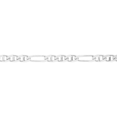 Chaîne maille marine alternée, Or blanc 750, 55 cm - Manillon