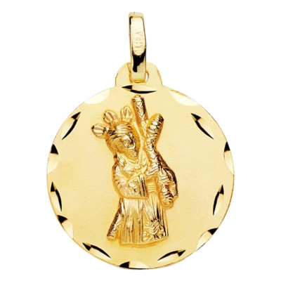 Médaille Christ en relief, Or Jaune 750, 18mm - Lumiosa
