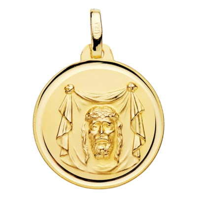 Médaille Christ Portrait, Or Jaune 750, 18mm - Lumiosa