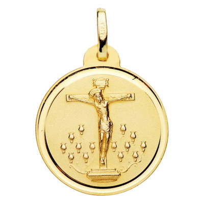 Médaille Christ Crucifié Lisse, Or Jaune 750, 16 à 20mm - Lumiosa