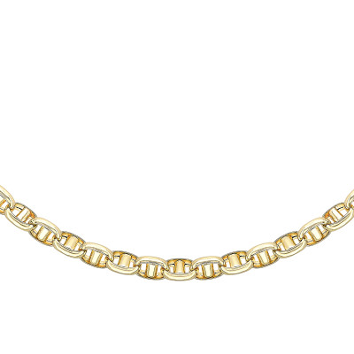 Chaîne Maille Marine Creuse, Or Jaune 375, 5.30 mm, 51 cm - Manillon