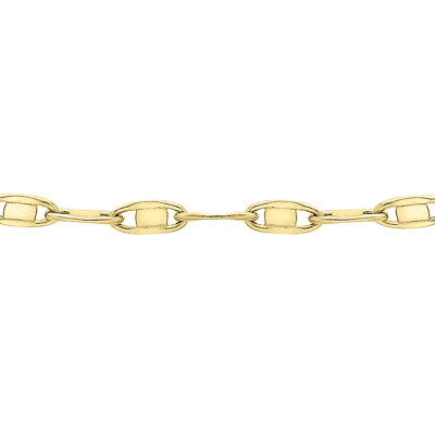 Chaîne Maille Ovale Plate, Or Jaune 375, 2.70 mm, 46 cm - Manillon