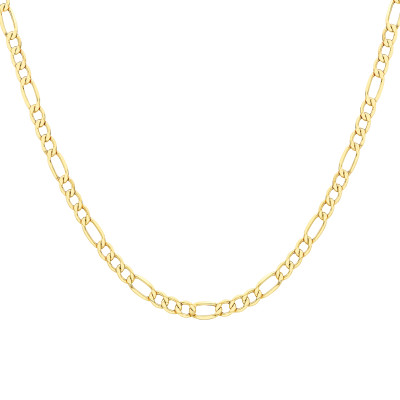 Chaîne Maille Figaro 1-3, Or Jaune 375, 5.60 mm, 46 cm - Manillon
