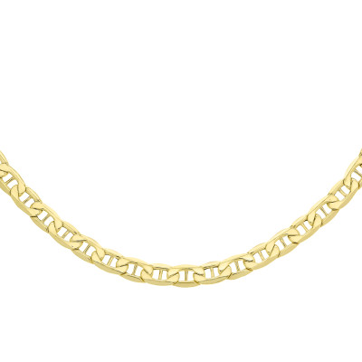 Chaîne Maille Marine Diamantée, Or Jaune 375, 51 cm, 5,40 mm - Manillon