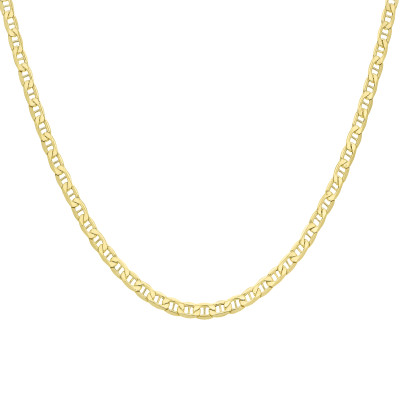 Chaîne Maille Marine Diamantée, Or Jaune 375, 51 cm, 5,40 mm - Manillon