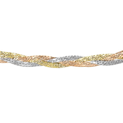Collier Entrelacé en 3 Ors 375, 43 cm - Emanessence