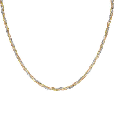 Collier Entrelacé en 3 Ors 375, 43 cm - Emanessence