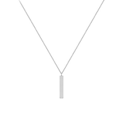 Collier Barre Plaque, Or Blanc 375, 41 à 43 cm - Emanessence