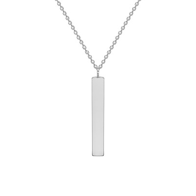 Collier Barre Plaque, Or Blanc 375, 41 à 43 cm - Emanessence
