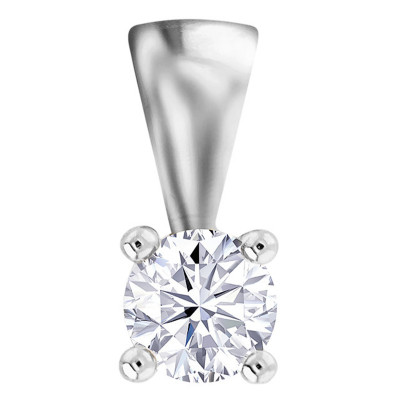 Pendentif diamant solitaire 4 griffes, Or blanc 750 - Emanessence