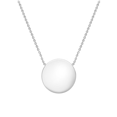 Collier Disque, Or Blanc 375, 41 à 43 cm - Emanessence