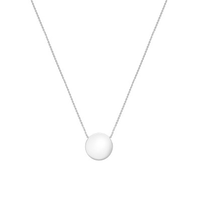 Collier Disque, Or Blanc 375, 41 à 43 cm - Emanessence