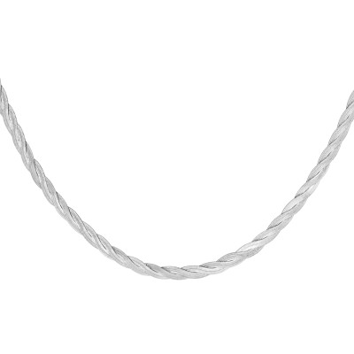 Collier Torsadé, Or Blanc 375, 43 cm - Emanessence