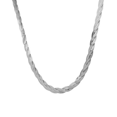 Collier Torsadé, Or Blanc 375, 43 cm - Emanessence