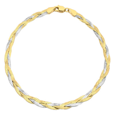 Chaîne 3 Tresses, 2 Ors 375, 3,50 mm, 46 cm - Emanessence
