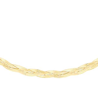 Collier Triple Chevron Tressé, Or Jaune 375, 43 cm - Emanessence