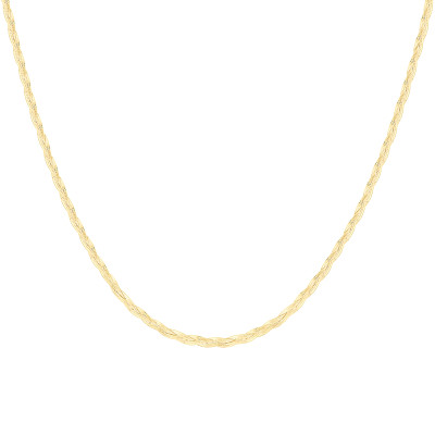 Collier Triple Chevron Tressé, Or Jaune 375, 43 cm - Emanessence