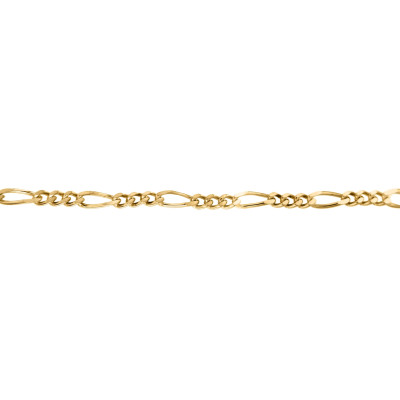 Chaîne Figaro Diamantée, Or Jaune 375, 1.80mm, 41 cm - Manillon