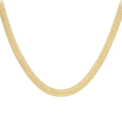 Chaîne Gourmette Bombée Diamantée, Or Jaune 375, 46 cm - Manillon