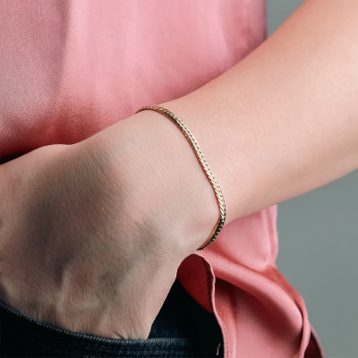 Bracelet Maille Anglaise Creuse, Or jaune 750, 17 cm - Manillon