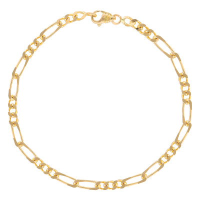 Bracelet Maille Cheval Alternée Triple, Or Jaune 750, 18 cm, 1,40 mm à 6 mm - Manillon
