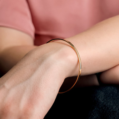 Bracelet Jonc Fil Rectangle Massif 65 mm, Or jaune 750 - Emanessence