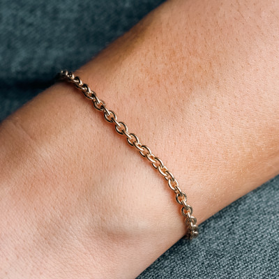 Bracelet Chaîne Forçat Ronde, Or Jaune 750, 14 cm - Manillon