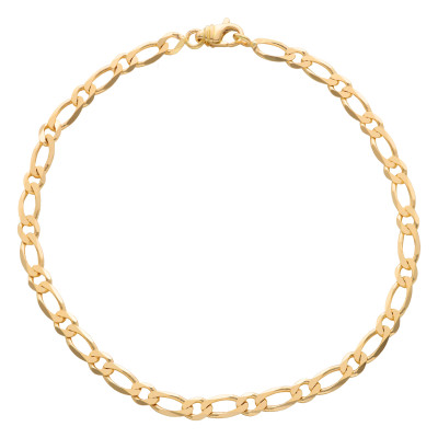 Bracelet Maille Cheval Alternée Ultra-Plate, Or jaune 750, 20 cm - Manillon