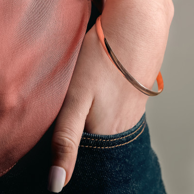 Bracelet Demi Jonc Plat Massif 67 mm, Or rose 750 - Emanessence