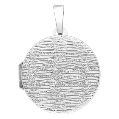 Pendentif Photo Rond Strié, Argent 925, 22mm - Vandona