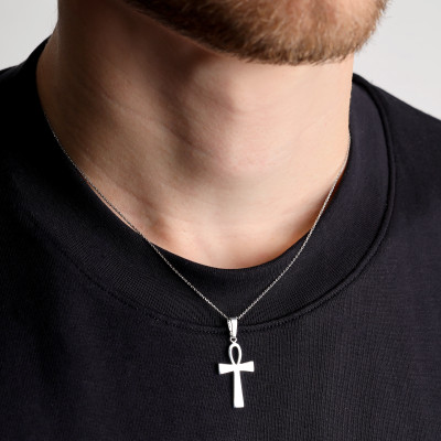 Pendentif Croix de Vie, Argent 925, 15.07x28mm - Vandona