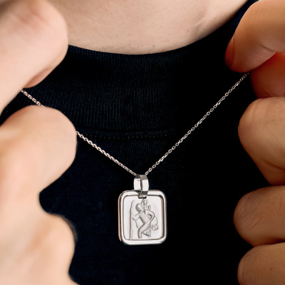 Médaille Saint Christophe Carré, Argent 925 - Vandona