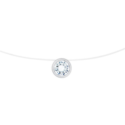 Collier fil nylon, Diamant G SI2 (serti clos) - Diamond Lady